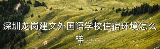 深圳龍崗建文外國語學(xué)校住宿環(huán)境怎么樣