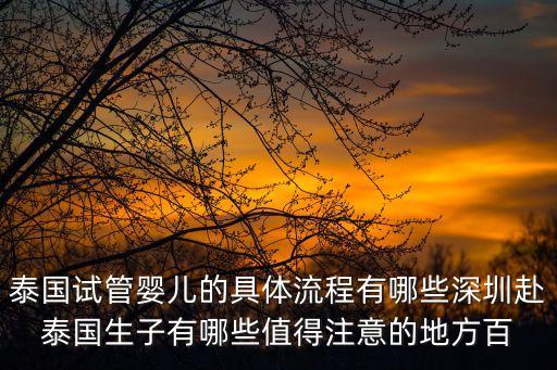 泰國試管嬰兒的具體流程有哪些深圳赴泰國生子有哪些值得注意的地方百