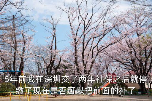 5年前我在深圳交了兩年社保之后就停繳了現在是否可以把前面的補了