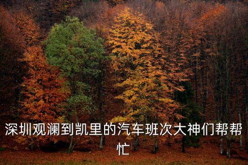 凱里到深圳觀瀾，凱里到深圳龍崗汽車站或者龍華汽車站有沒有車