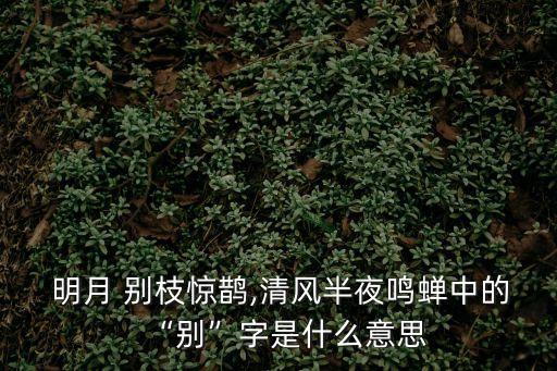  明月 別枝驚鵲,清風(fēng)半夜鳴蟬中的“別”字是什么意思