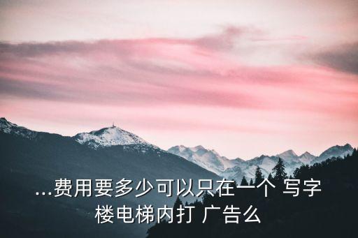 ...費用要多少可以只在一個 寫字樓電梯內打 廣告么