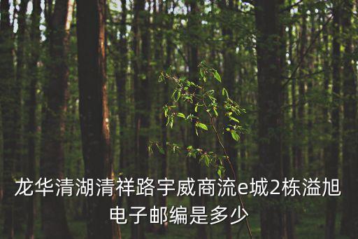 龍華清湖清祥路宇威商流e城2棟溢旭電子郵編是多少