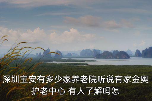 深圳寶安有多少家養老院聽說有家金奧護老中心 有人了解嗎怎