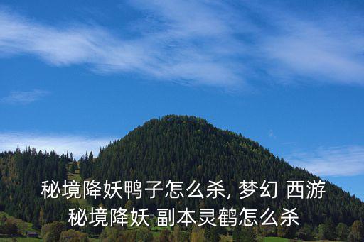  秘境降妖鴨子怎么殺, 夢幻 西游 秘境降妖 副本靈鶴怎么殺
