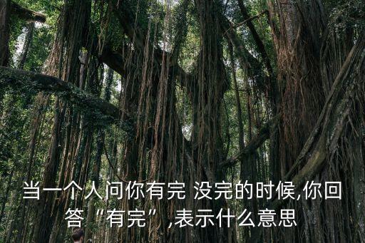 當(dāng)一個(gè)人問(wèn)你有完 沒(méi)完的時(shí)候,你回答“有完”,表示什么意思