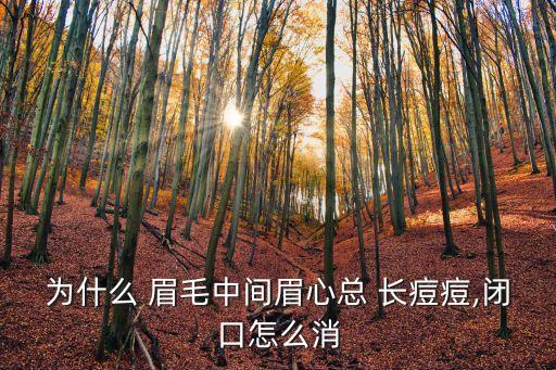 為什么 眉毛中間眉心總 長痘痘,閉口怎么消