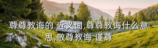 尊尊教誨的 近義詞,尊尊教誨什么意思,敬尊教誨,謹尊