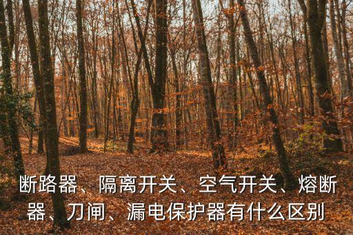  斷路器、隔離開關(guān)、空氣開關(guān)、熔斷器、刀閘、漏電保護(hù)器有什么區(qū)別