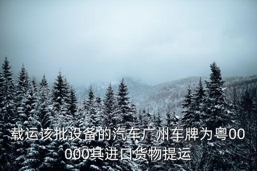 廣州00000車牌，載運該批設備的汽車廣州車牌為粵00000其進口貨物提運