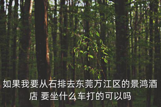 如果我要從石排去東莞萬江區的景鴻酒店 要坐什么車打的可以嗎