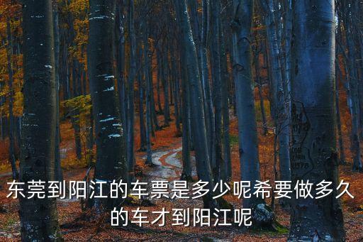 東莞大朗到陽江高鐵，東莞到陽江要多少錢