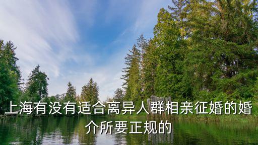 上海市離異女征婚，上海有沒有適合離異人群相親征婚的婚介所要正規的