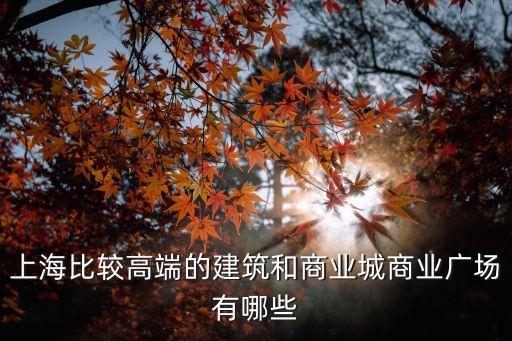 上海比較高端的建筑和商業城商業廣場有哪些