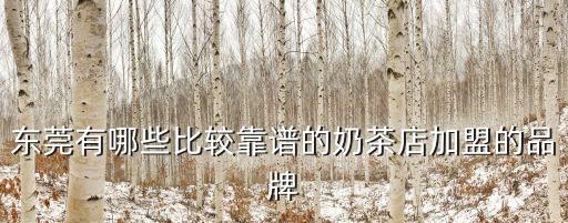 東莞有哪些比較靠譜的奶茶店加盟的品牌