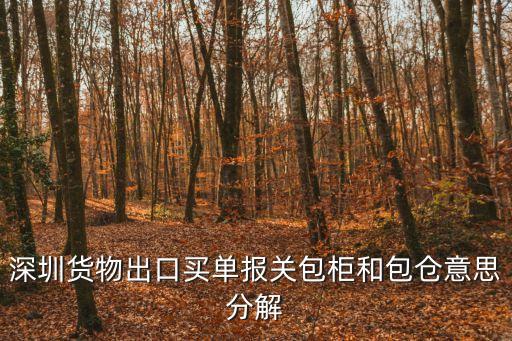深圳貨物出口買單報關(guān)包柜和包倉意思分解