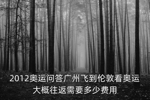 2012奧運問答廣州飛到倫敦看奧運大概往返需要多少費用