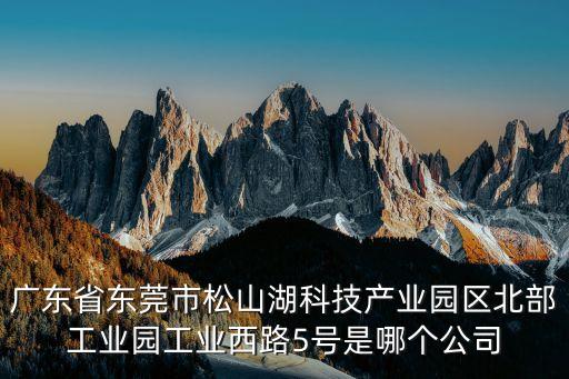 廣東省東莞市松山湖科技產(chǎn)業(yè)園區(qū)北部工業(yè)園工業(yè)西路5號是哪個公司
