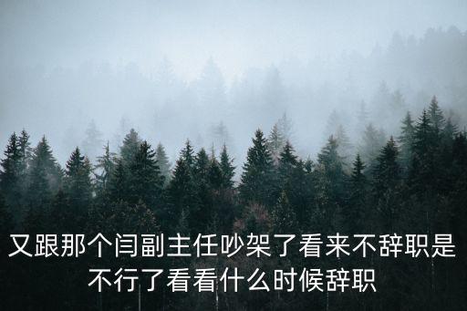 又跟那個閆副主任吵架了看來不辭職是不行了看看什么時候辭職