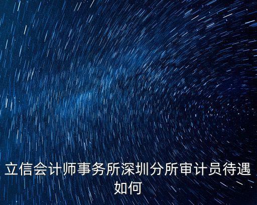 立信會計師事務所深圳分所審計員待遇如何