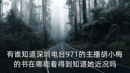 有誰知道深圳電臺971的主播胡小梅的書在哪能看得到知道她近況嗎