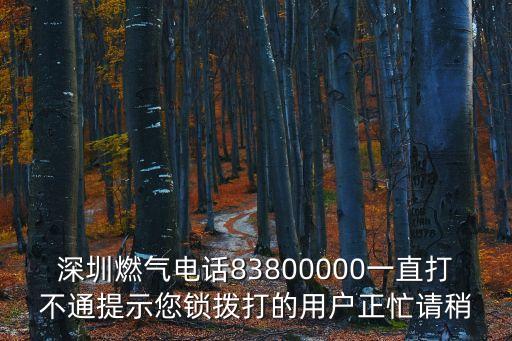 深圳燃氣電話83800000一直打不通提示您鎖撥打的用戶正忙請稍