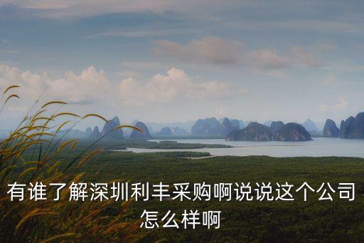 有誰了解深圳利豐采購啊說說這個公司怎么樣啊