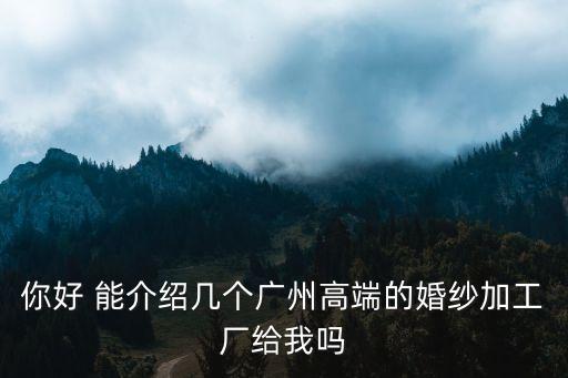 你好 能介紹幾個廣州高端的婚紗加工廠給我嗎