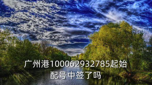 廣州港100062932785起始配號中簽了嗎