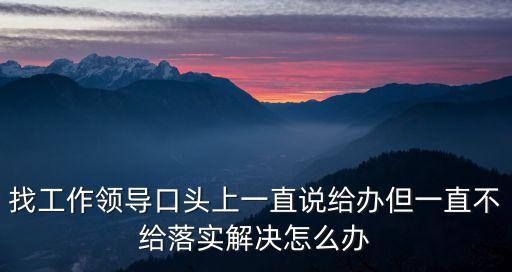 上海市檔案局組織人事處處長(zhǎng)，找工作領(lǐng)導(dǎo)口頭上一直說(shuō)給辦但一直不給落實(shí)解決怎么辦