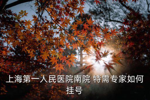上海第一人民醫院南院 特需專家如何掛號