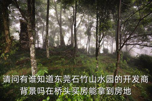 請問有誰知道東莞石竹山水園的開發商背景嗎在橋頭買房能拿到房地