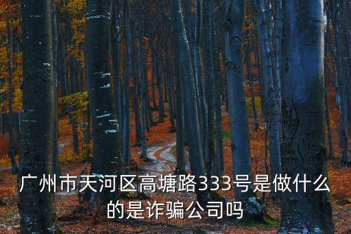 廣州市天河區高塘路333號是做什么的是詐騙公司嗎
