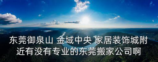 東莞御泉山 金域中央 家居裝飾城附近有沒有專業的東莞搬家公司啊