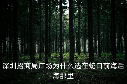 深圳招商局廣場為什么選在蛇口前海后海那里
