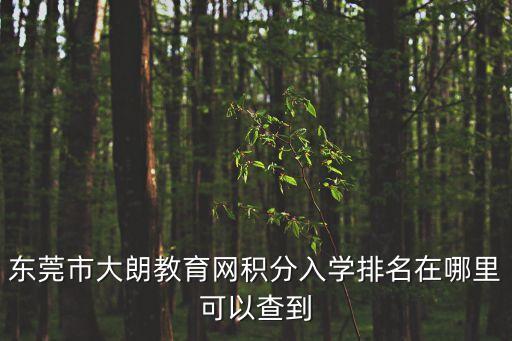 東莞市大朗教育網積分入學排名在哪里可以查到