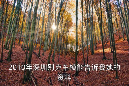 模特小敏深圳，2010年深圳別克車(chē)模能告訴我她的資料