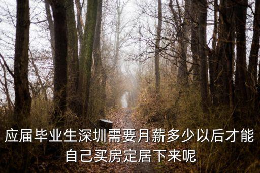 應屆畢業生深圳需要月薪多少以后才能自己買房定居下來呢