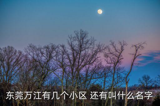 東莞市四大小區，東莞四大城區是哪四個