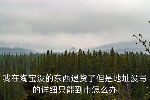 我在淘寶沒的東西退貨了但是地址沒寫的詳細只能到市怎么辦