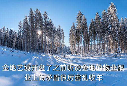 金地藝境開盤了之前聽說金地的物業跟業主鬧矛盾很厲害亂收車