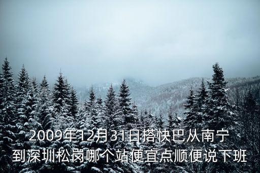 2009年12月31日搭快巴從南寧到深圳松崗哪個站便宜點順便說下班