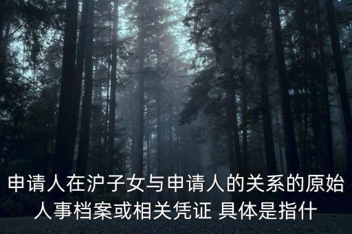 申請人在滬子女與申請人的關系的原始人事檔案或相關憑證 具體是指什