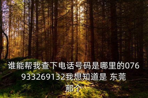 誰能幫我查下電話號碼是哪里的076933269132我想知道是 東莞那個