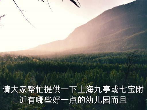 請大家幫忙提供一下上海九亭或七寶附近有哪些好一點的幼兒園而且