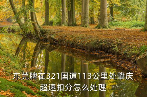 東莞牌在321國道113公里處肇慶超速扣分怎么處理