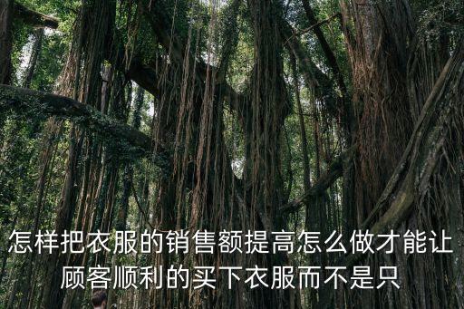 怎樣把衣服的銷售額提高怎么做才能讓顧客順利的買下衣服而不是只