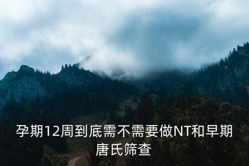 孕期12周到底需不需要做NT和早期唐氏篩查