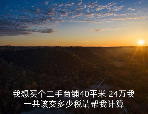 我想買個二手商鋪40平米 24萬我一共該交多少稅請幫我計算