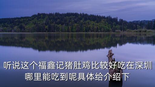 深圳市福滿記，聽說這個福鑫記豬肚雞比較好吃在深圳哪里能吃到呢具體給介紹下